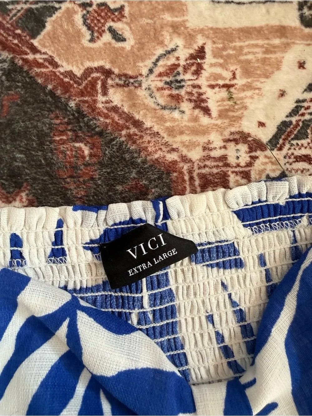 Vici White and Cobalt Blue Leaf Print Matching Set